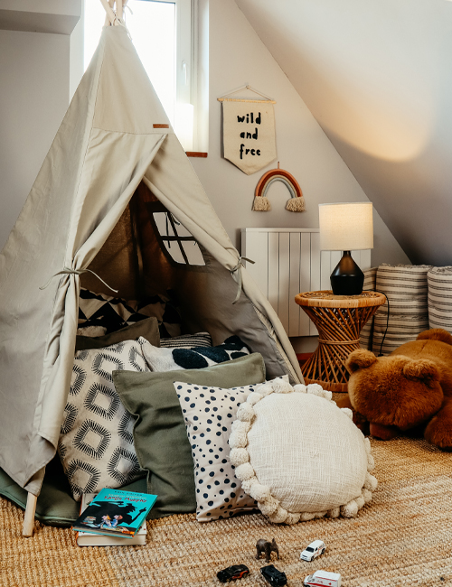 Rauszeit SPO - Ferienhaus in Sankt Peter-Ording - Spielzimmer für Kinder mit Tipizelt